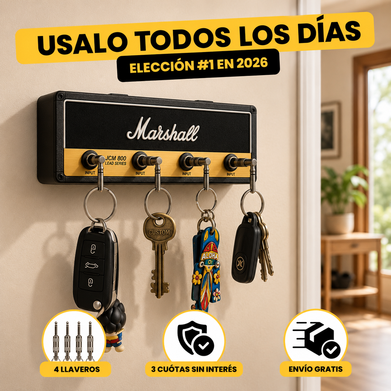 Portallaves de Pared Amplificador Marshall Ideal Regalo
